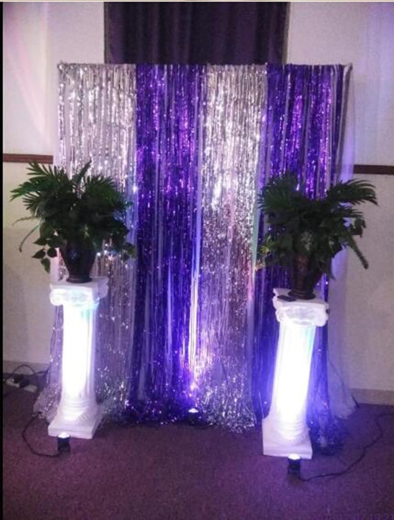 zhcoy Set of 2 Purple Foil Fringe Door & Window Curtain Party Decoration 3' X 8' (36" X 96") Value Pack of 2 (Purple 2Pack) - Image 4
